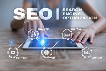 Wall Mural - SEO. Search Engine optimization. Digital online marketing andInetrmet technology concept.?