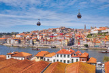 Fototapeta Uliczki - Porto city and Douro River, cable car, view from Vila Nova de Gaia