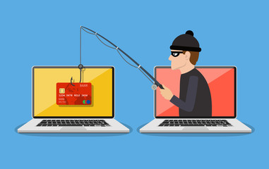 Wall Mural - Internet phishing and hacking attack concept.