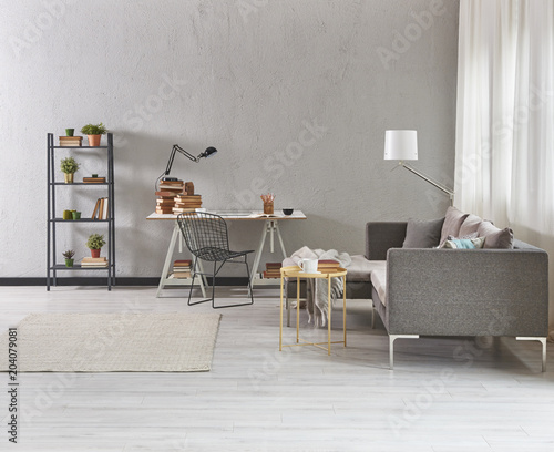 Simple Home Office Desk Chair And Loft Style This Stock Photo Simple Home Office Desk Chair And Loft Style