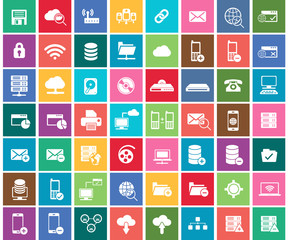 Wall Mural - social network, data analytic, mobile and web application icon set. flat vector illustration