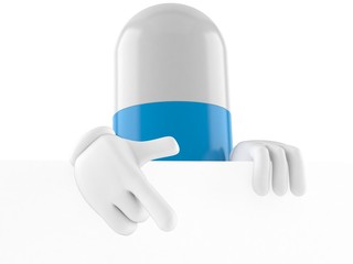 Wall Mural - Pill character behind white wall