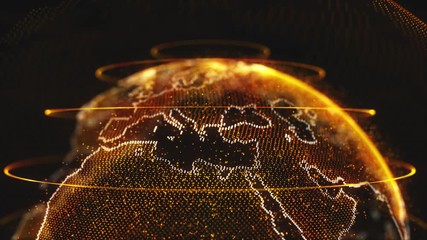 Wall Mural - technology, network and data concept - 3d rendering of earth planet over black background