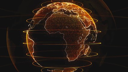 Wall Mural - technology, network and data concept - 3d rendering of earth planet over black background