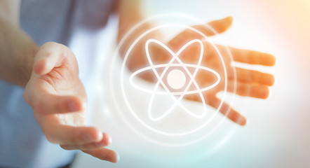 Leinwandbilder - Businessman using modern molecule structure 3D rendering