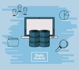 Sticker - Data analysis elements concept vector illustration graphic design