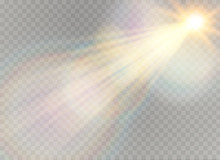 Vector Transparent Sunlight Special Lens Flare Light Effect. Christmas Abstract Pattern. Sparkling Magic Dust Particles