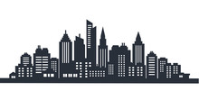 City Silhouette Land Scape. City Landscape. Downtown Landscape With High Skyscrapers. Panorama Architecture Goverment Buildings Illustration. Urban Life