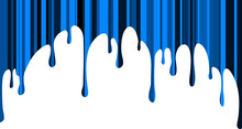Unusual Blue Paint Drips With Vertical Tone Stripes. Vector Illustration For Your Design.