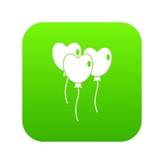 Wall Mural - Three balloons in the shape of heart icon digital green