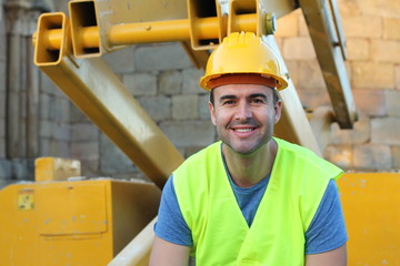 Poster - Sexy young construction worker smiling 