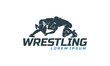 Wrestling logo template, Wrestling Sport Silhouette logo template 
