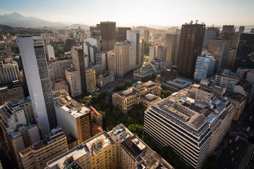 Aerial View of Rio de Janeiro Downtown Buildings by Sunset