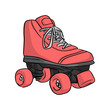 pink roller skate vector illustration sketch doodle hand drawn with black lines isolated on white background