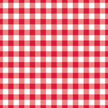 Texture Gingham Seamless Pattern. Red Checkered Textile Products. Vector Illustration Squares Or Rhombus For Fabric Napkin Plaid