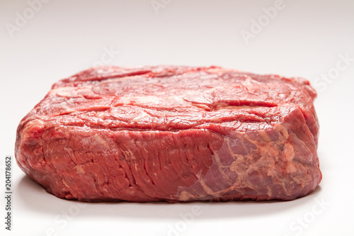 Fotografie, Obraz Raw Beef Roast On White Background Medium Shot