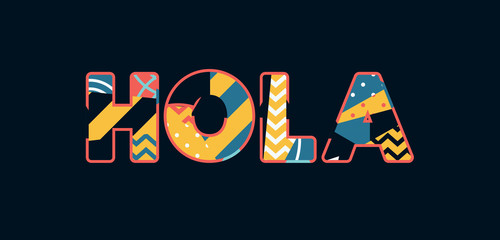 Sticker - Hola Concept Word Art Illustration