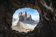 © imageBROKER - View from war tunnel, via ferrata to the Paternkofel, north walls of the Drei Zinnen, Sexten Dolomites, South Tyrol, Italy, Europe