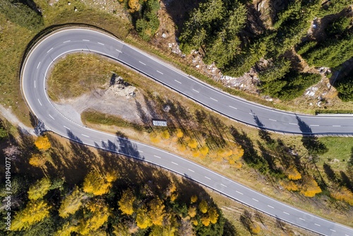 Hairpin Bend Pass Road Maloja Pass Canton Grisons Switzerland