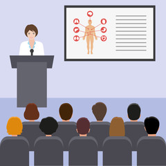 doctor with lecture in front of the audience