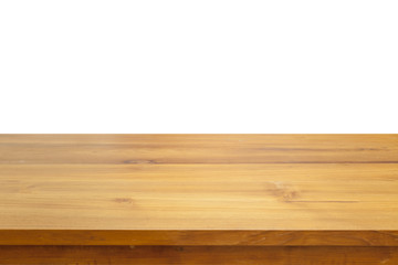 Empty wood table top isolated on white background