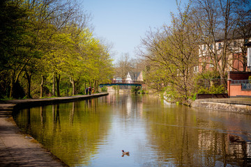 Buildings and canals in Nottingham, England