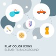 © djvectors - transports, science, sports flat vector icons and elements background with circle bubbles networks.Multipurpose use on websites, presentations, brochures and more