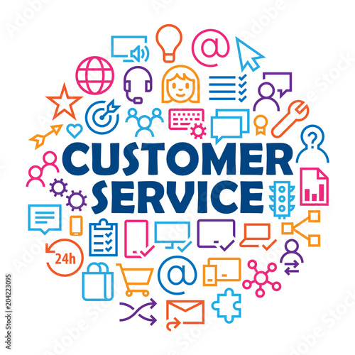 CUSTOMER SERVICE Symbols in Circle Stock Vector Adobe Stock
