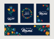 Happy Mother Day Spanish Flower Greeting Card Set