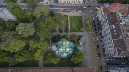 Canvas Print - Aerial view of the Russian church, Sofia, Bulgaria