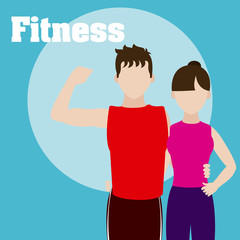 Poster - Fitness couple cartoon