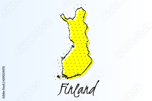 Fotografie, Obraz Map of Finland, halftone abstract background