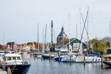 Marina In Holland Town. Enkhuizen, The Netherlands.