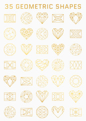 Wall Mural - Set of geometric line icons of squares, hearts and round shapes. Retro modern vector illustration for background and templates for design logos or objects.