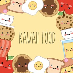 Sticker - kawaii food cartoon card frame design vector illustration