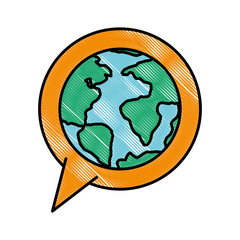 Wall Mural - world planet earth in speech bubble vector illustration design