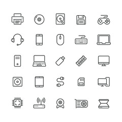 Wall Mural - Computer icons: thin vector icon set, black and white kit