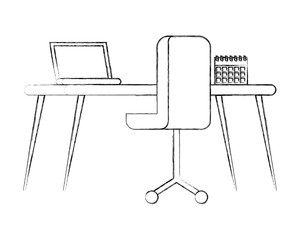 Poster - workplace with chair and desk isolated icon vector illustration design