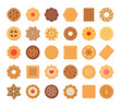 Big set of cookies and biscuits. Isolated on white background. Vector illustration.

