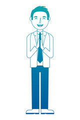 Poster - standing man character in formal clothes vector illustration neon design