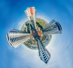 Living houses in Riga city 360 VR Drone picture for Virtual reality, Panorama, Sphere