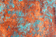 Abstract Red Blue Background, Rusty Metal