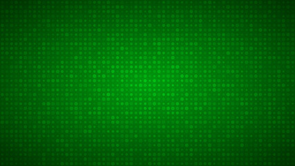 Wall Mural - Abstract background of small circles or pixels of different sizes in green colors.