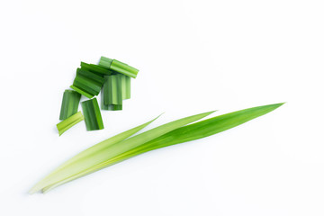 Wall Mural - fresh green pandan screwpine leaves isolated on white