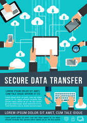 Poster - Secure data transfer data technology vector poster