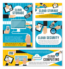 Poster - Vector internet cloud storage technology posters