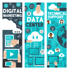 Fototapete - Digital marketing data web center vector banners