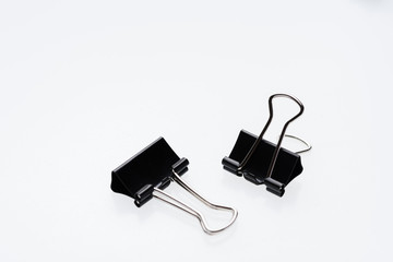 Binder clips for paper on a white background