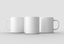 Mug Mock Up Isolated On Light Gray Background. 3D Illustrating.