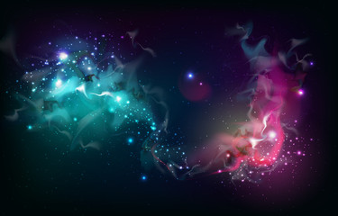 abstract open space background. starfield, universe, nebula in galaxy. vector illustration